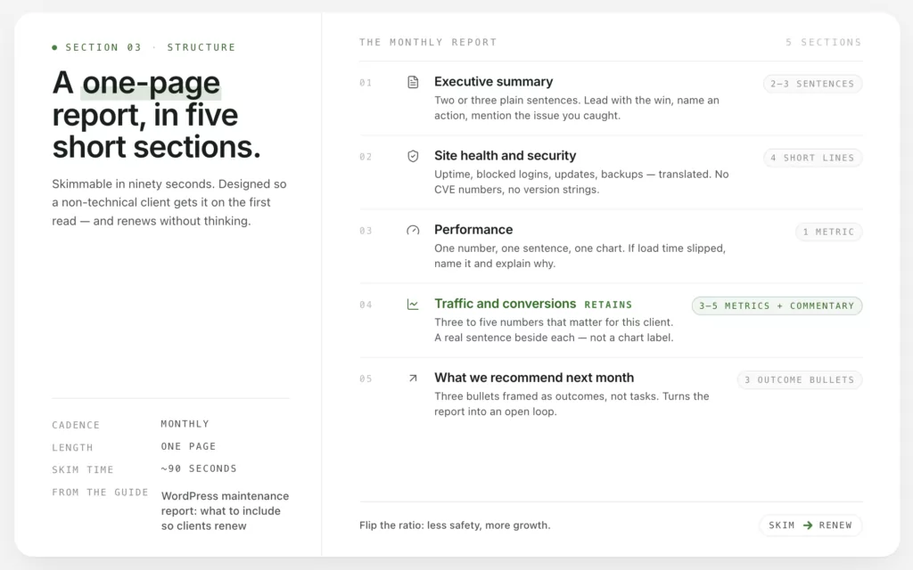 The structure that actually works for WordPress maintenance report in 5 simple steps. 