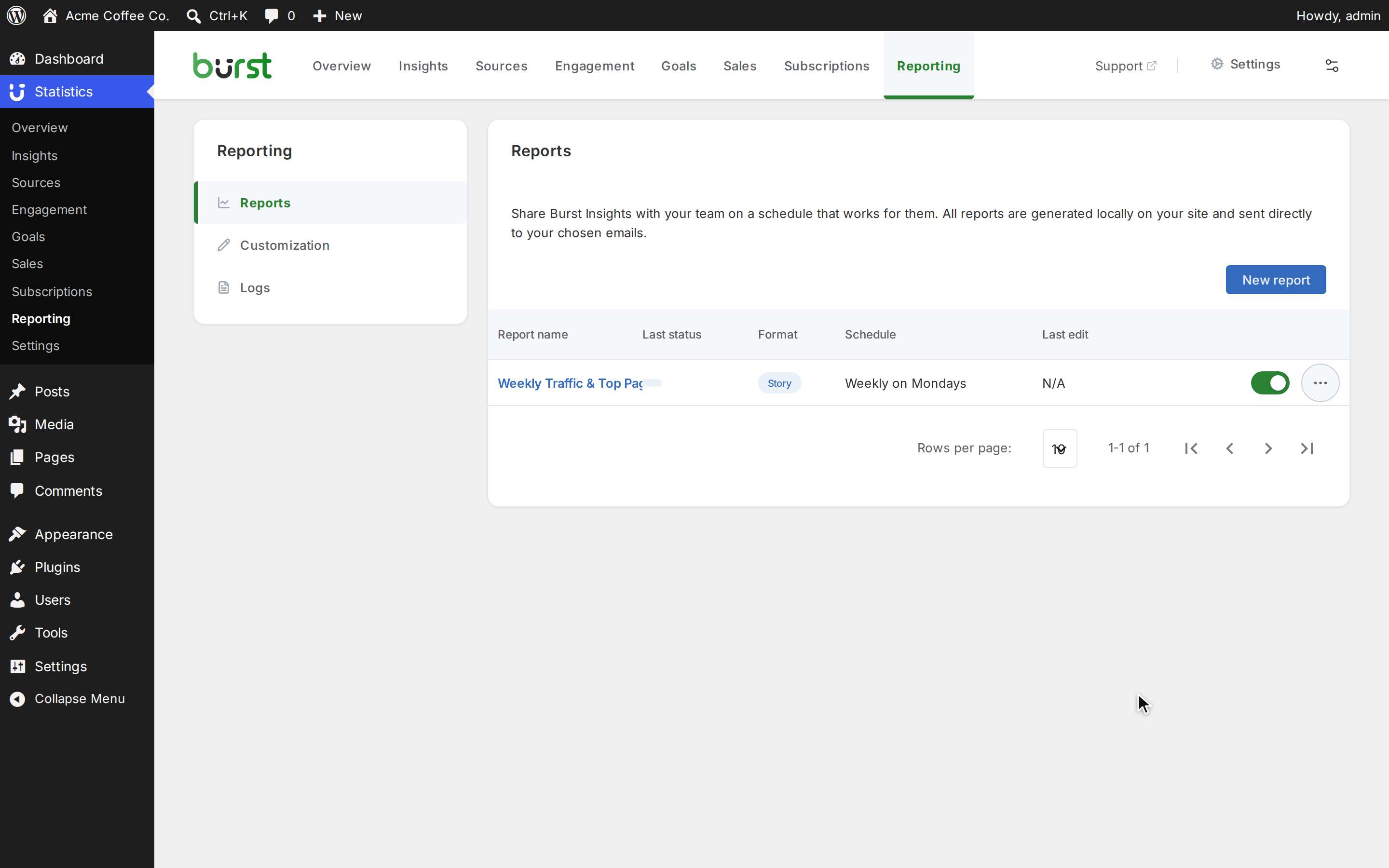 Automated reporting